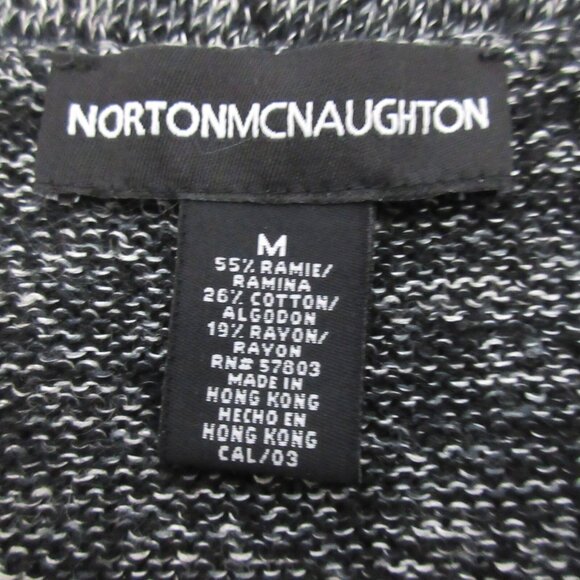 Norton McNaughton Sweater Size Medium Black White Open Knit Pullover Long Sleeve - Picture 4 of 7